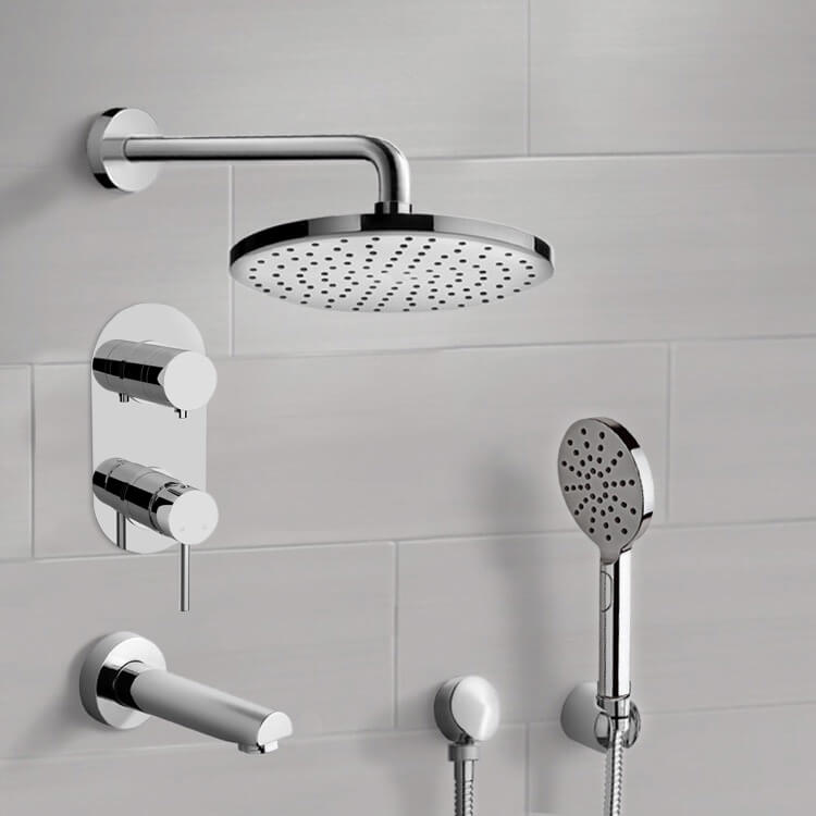 Remer TSH63-8 Chrome Tub and Shower System With 8 Inch Rain Shower Head and Hand Shower